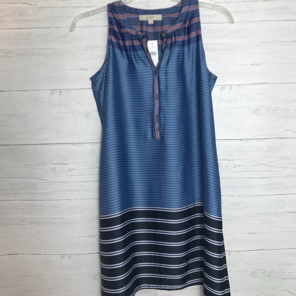 LOFT STRIPPED SHIFT DRESS NWT